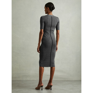 REISS SANDY Ribbed Wool Blend Midi Dress